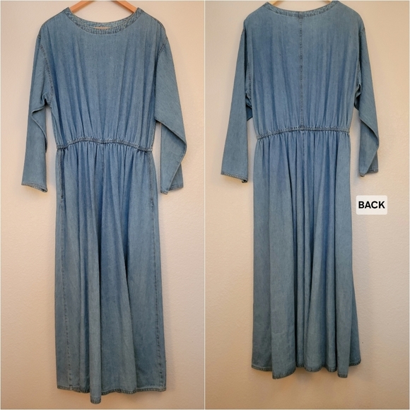 VTG COLDWATER CREEK Longsleeve Crewneck A line Maxi Dress - Picture 6 of 7